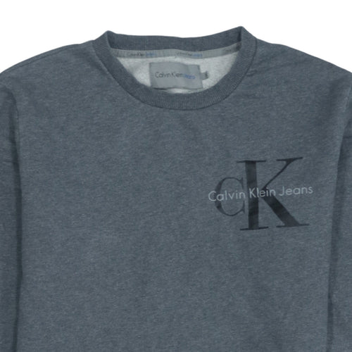 Calvin Klein Jeans Men's Grey Small Logo Crew Neck Sweatshirt