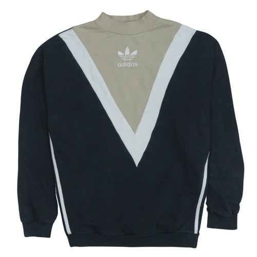 Adidas Women Beige Black Crew Neck Long Sleeve Sweatshirt UK 10