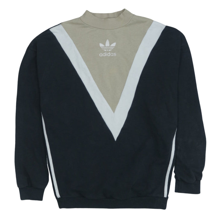 Adidas Women Beige Black Crew Neck Long Sleeve Sweatshirt UK 10