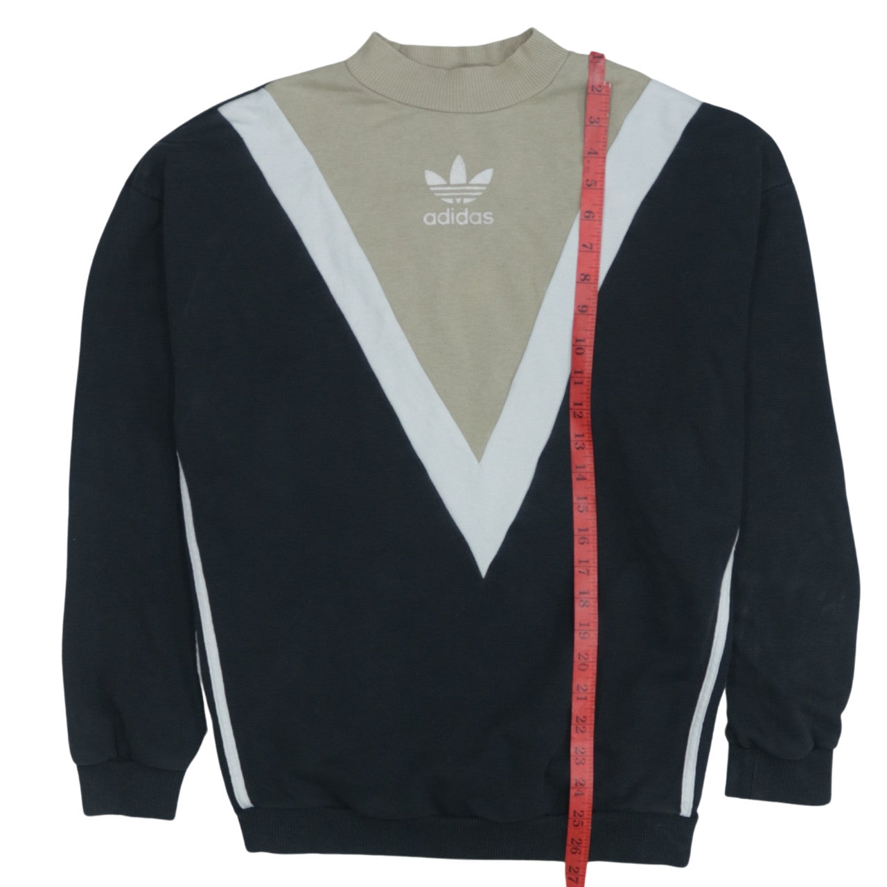 Adidas Women Beige Black Crew Neck Long Sleeve Sweatshirt UK 10