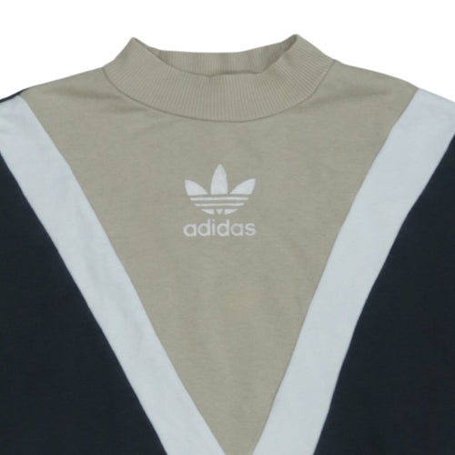 Adidas Women Beige Black Crew Neck Long Sleeve Sweatshirt UK 10