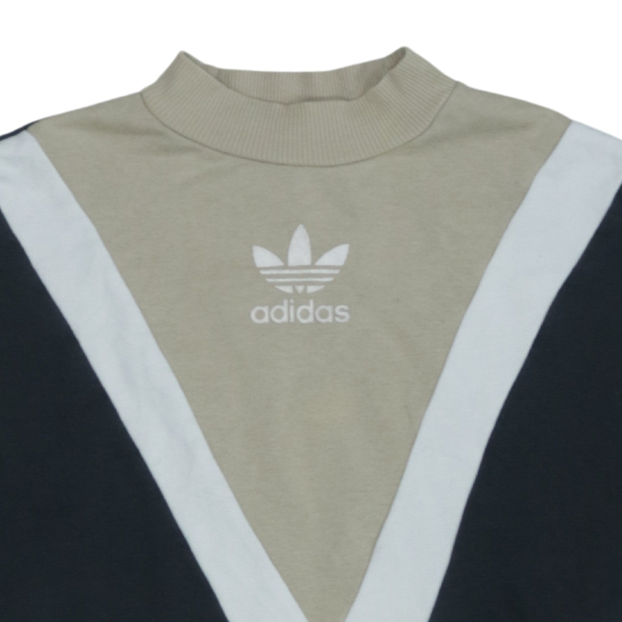 Adidas Women Beige Black Crew Neck Long Sleeve Sweatshirt UK 10