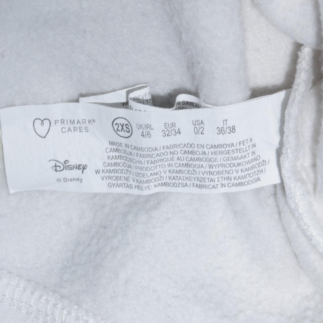 Disney Primark Cares Womens White Stitch Hoodie 2XS Pullover