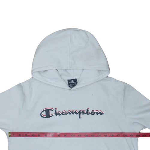 Champion Boys White Pullover Hoodie 15-16 Years Logo Fleece Sweatshirt