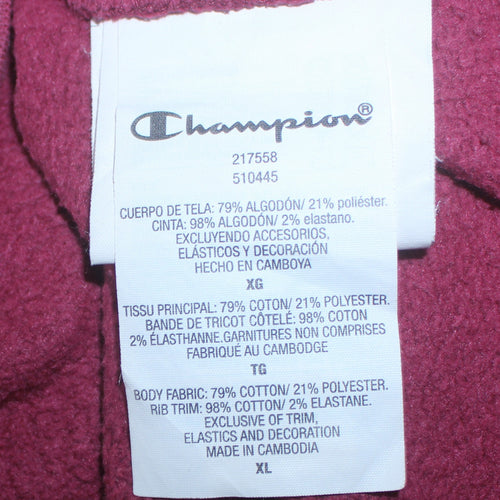 Champion Men’s Pink XL Pullover Hoodie Cotton Blend Fleece