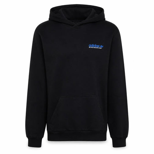 Front view of Adidas Men's Black Pullover Hoodie, size S, Logo Fleece Sweatshirt