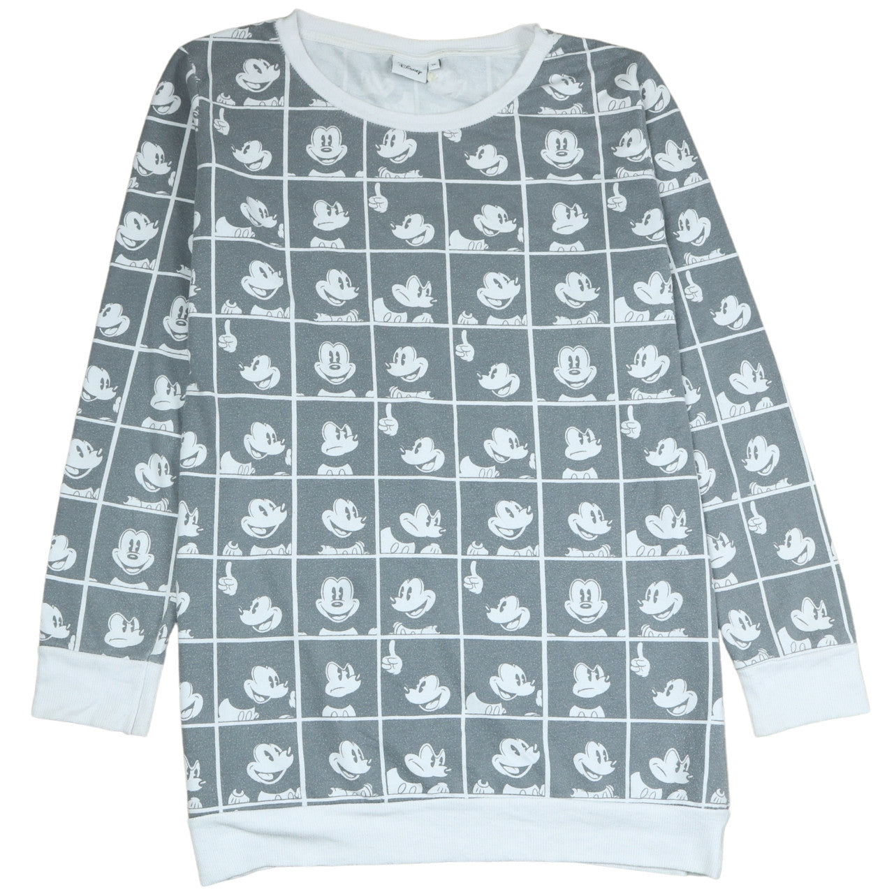Disney Womens Grey Mickey Mouse Print Pullover Sweatshirt Size 14