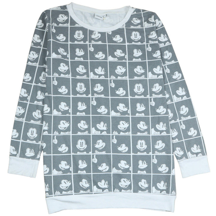 Disney Womens Grey Mickey Mouse Print Pullover Sweatshirt Size 14