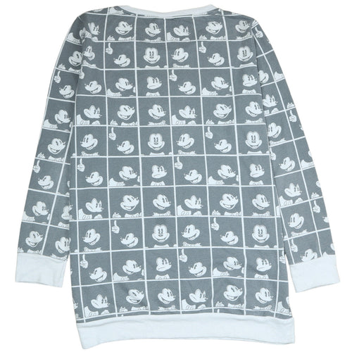 Disney Womens Grey Mickey Mouse Print Pullover Sweatshirt Size 14
