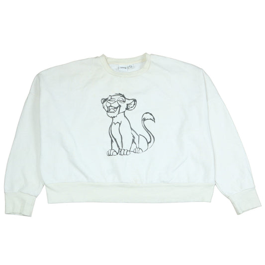 Disney Women White The Lion King Sweatshirt Size M 12/14 Crew Neck