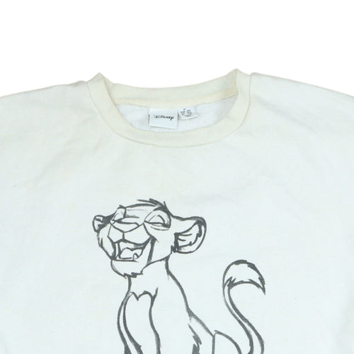 Disney Women White The Lion King Sweatshirt Size M 12/14 Crew Neck