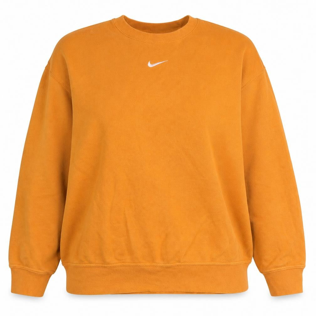 Front view of Nike Women's Orange XS Pullover Sweatshirt Crew Neck Casual Cotton