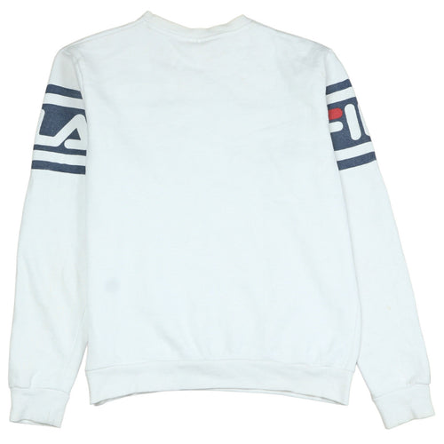 Fila Mens White Crew Neck Logo Pullover Sweatshirt Size S