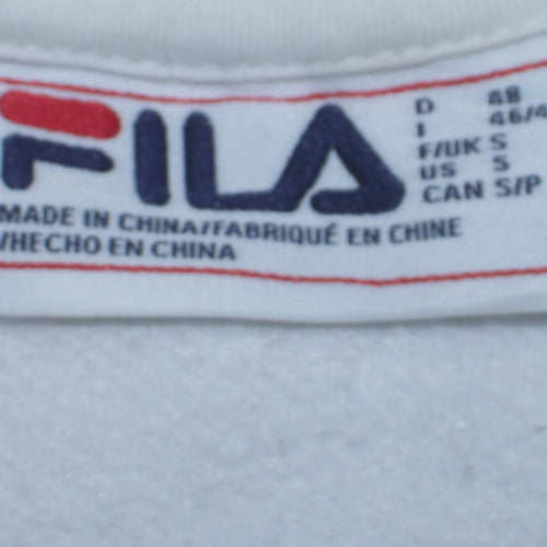 Fila Mens White Crew Neck Logo Pullover Sweatshirt Size S