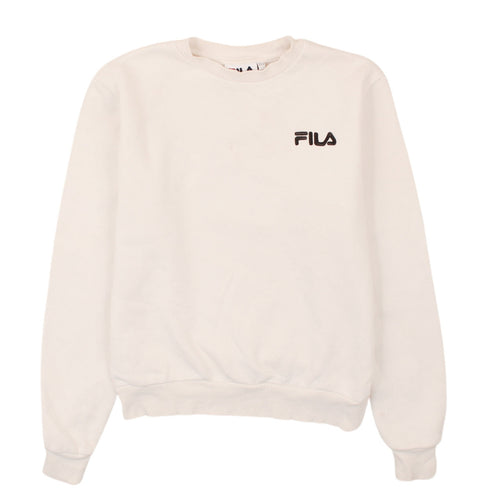 Fila Womens Ivory Sweatshirt 3XS Crew Neck Pullover Logo Classic