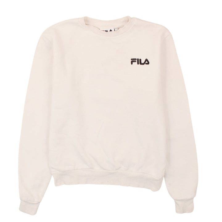 Fila Womens Ivory Sweatshirt 3XS Crew Neck Pullover Logo Classic
