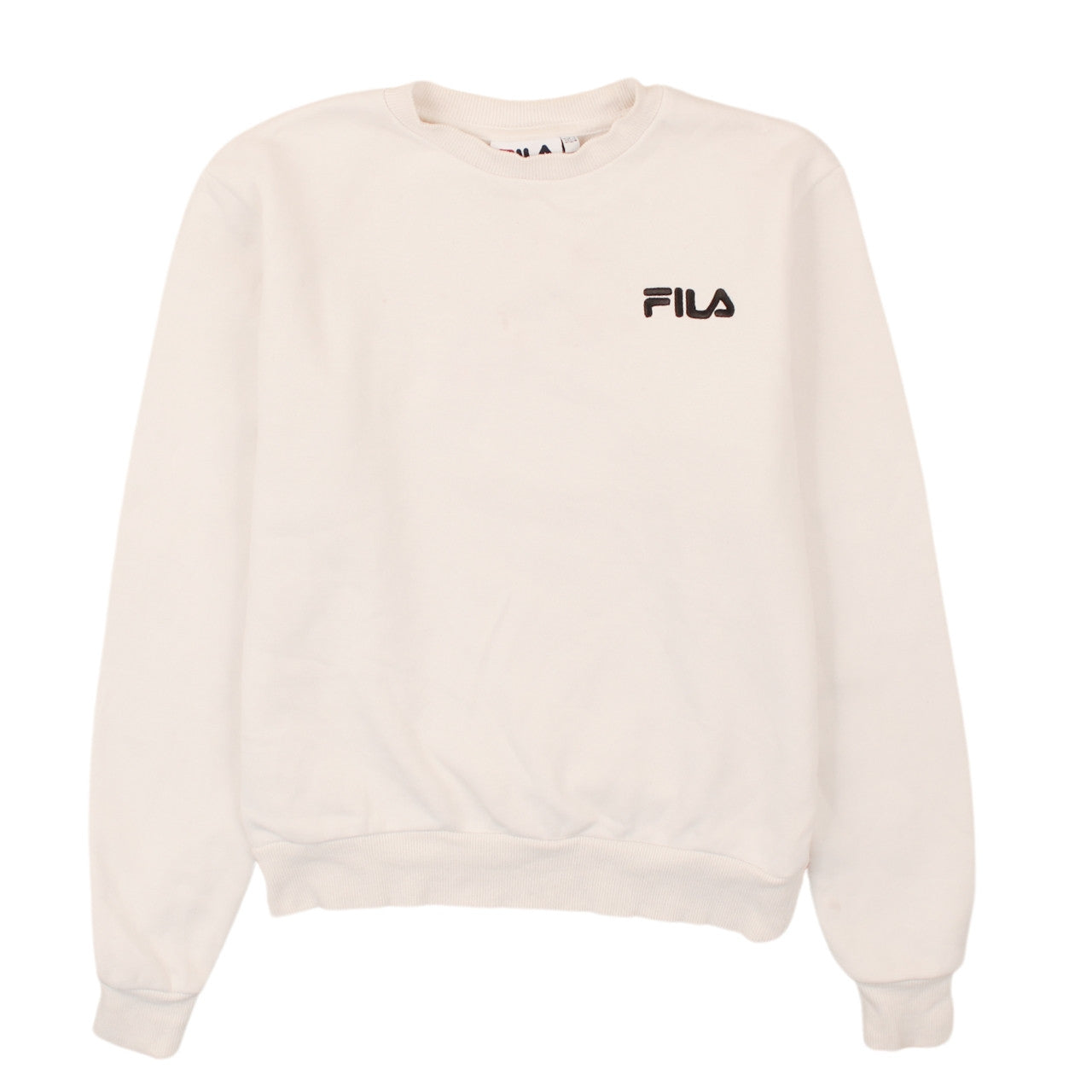 Fila Womens Ivory Sweatshirt 3XS Crew Neck Pullover Logo Classic