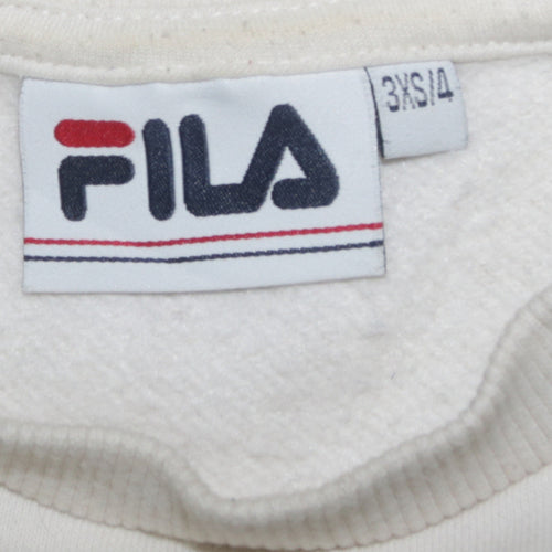 Fila Womens Ivory Sweatshirt 3XS Crew Neck Pullover Logo Classic