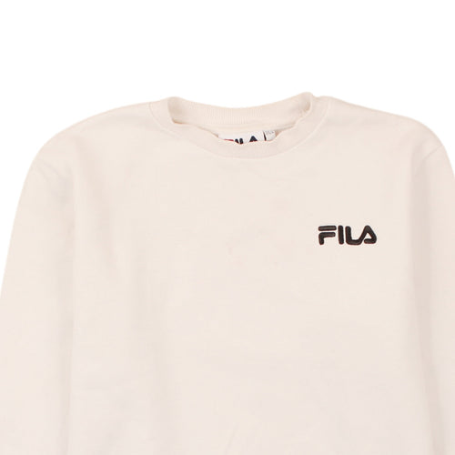 Fila Womens Ivory Sweatshirt 3XS Crew Neck Pullover Logo Classic