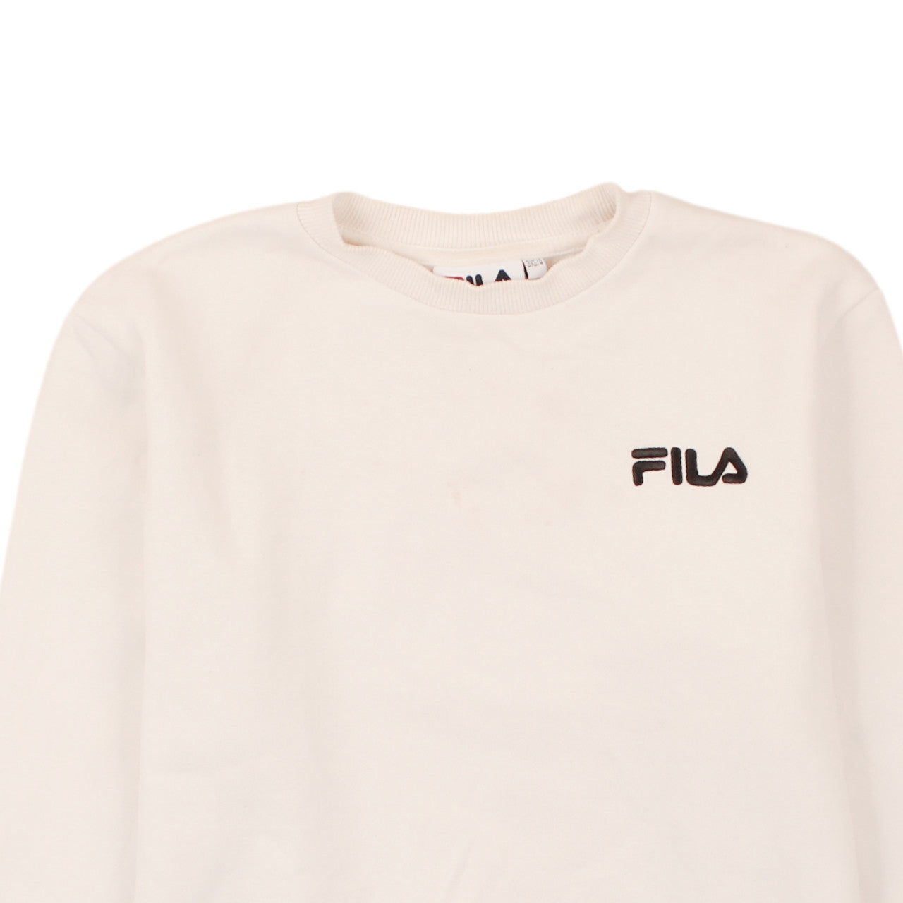 Fila Womens Ivory Sweatshirt 3XS Crew Neck Pullover Logo Classic