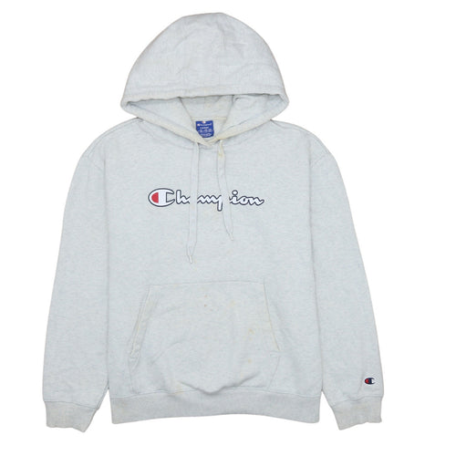 Champion Women's Grey Hoodie Large Pullover Logo Sweatshirt