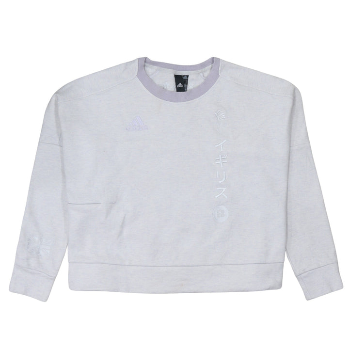 Adidas Women Beige Crew Neck Pullover Sweatshirt Size 14