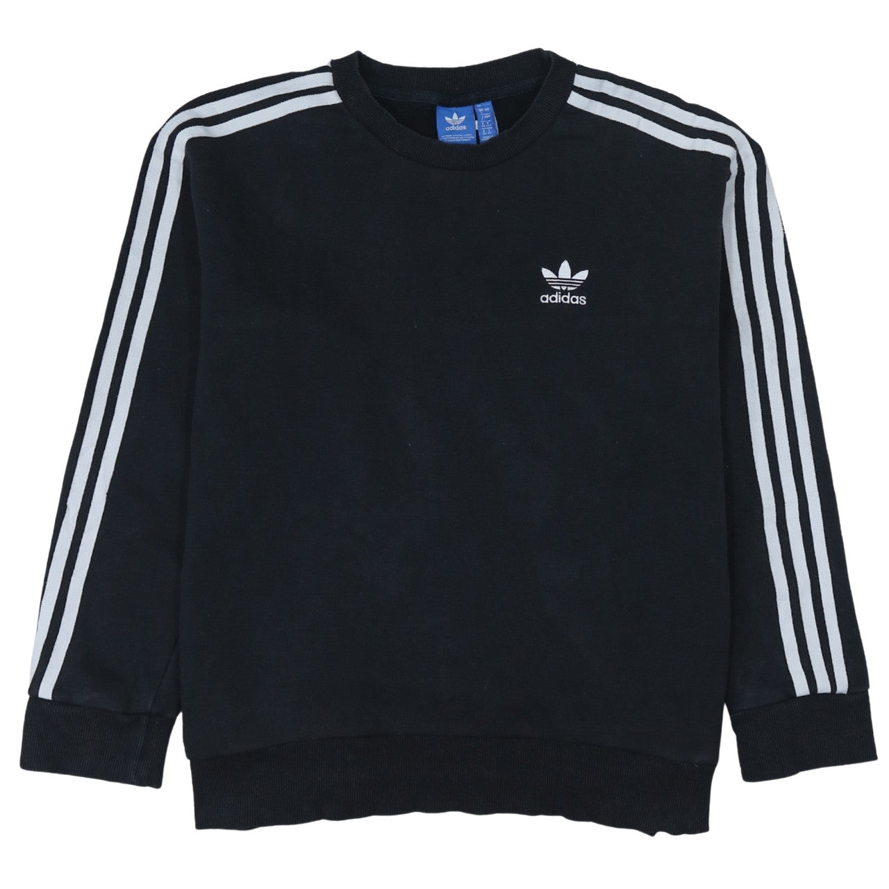 Adidas Women Black Crew Neck Pullover Sweatshirt Size 10 Classic Sporty Style