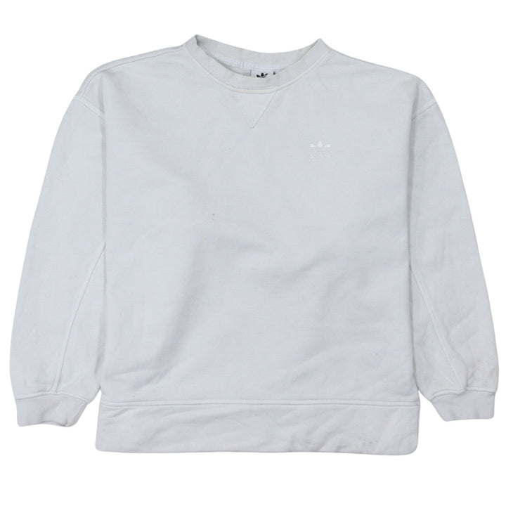 Adidas Women White Crew Neck Pullover Sweatshirt Size 8