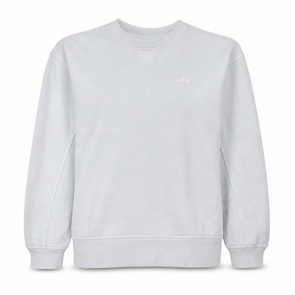 Front view of Adidas Women White Crew Neck Pullover Sweatshirt, size 8