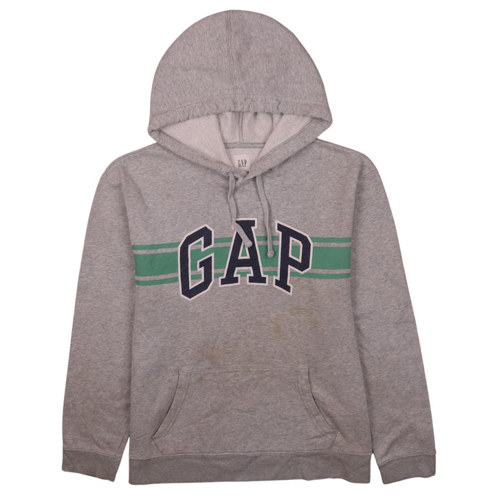 GAP Men's Grey Logo Pullover Hoodie Size L Fleece Cotton Blend
