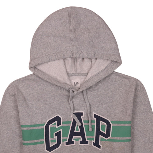 GAP Men's Grey Logo Pullover Hoodie Size L Fleece Cotton Blend