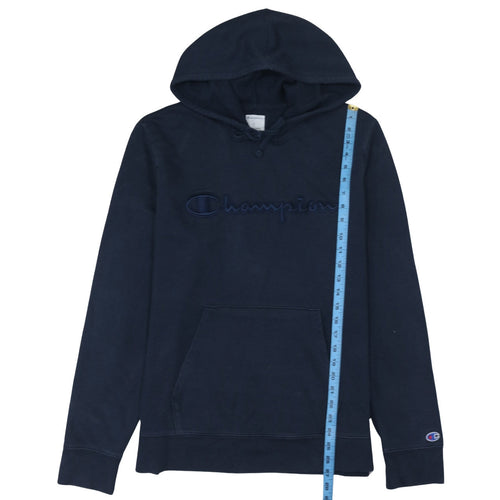 Champion Mens Blue Pullover Hoodie L Embroidered Logo Fleece