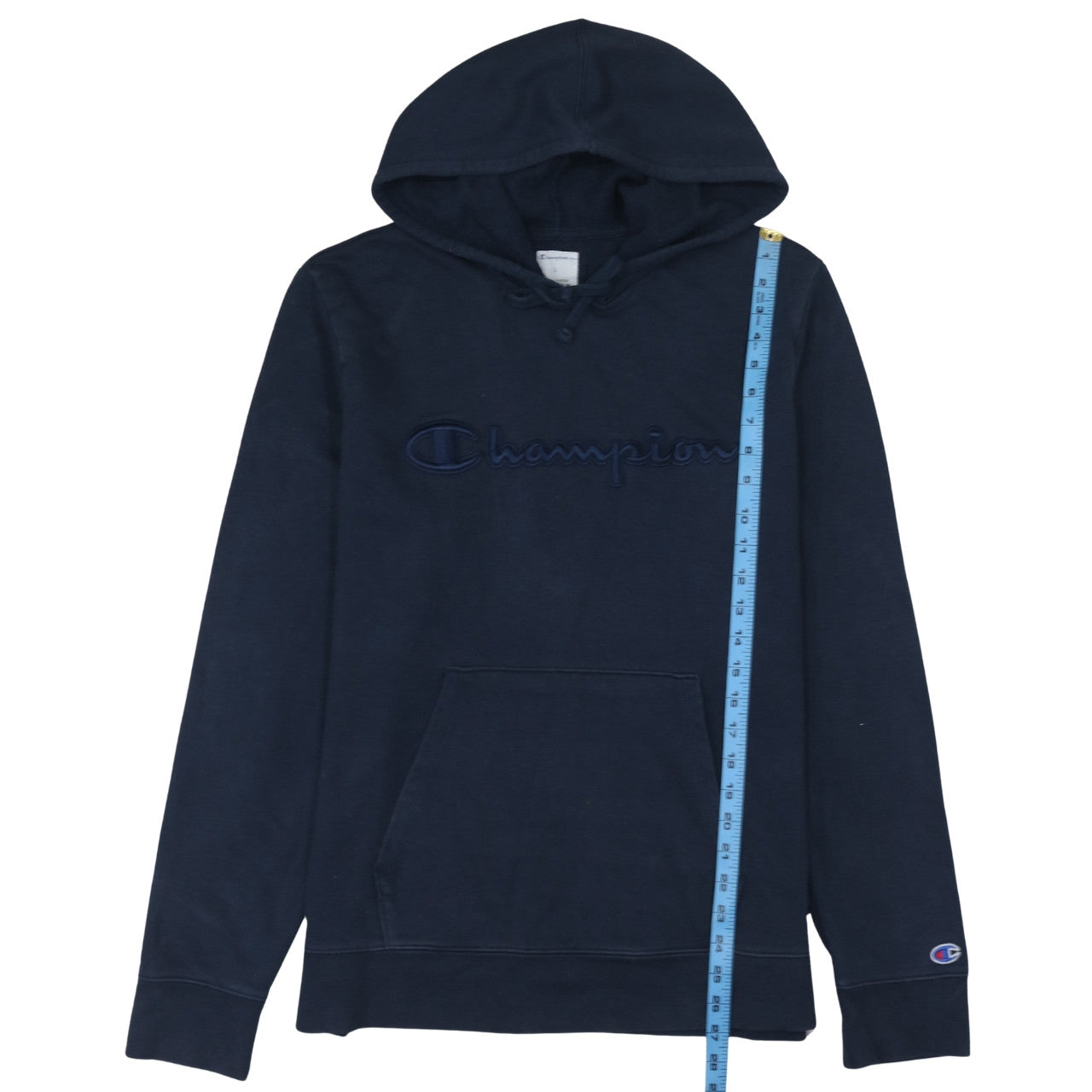 Champion Mens Blue Pullover Hoodie L Embroidered Logo Fleece