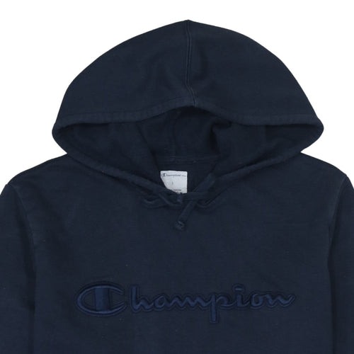 Champion Mens Blue Pullover Hoodie L Embroidered Logo Fleece