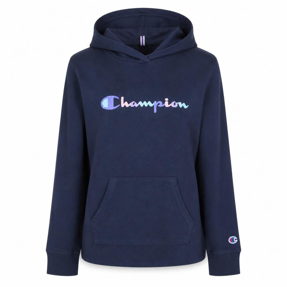 Champion Womens Navy Blue Pullover Hoodie Size L Cotton Logo Athleticwear
