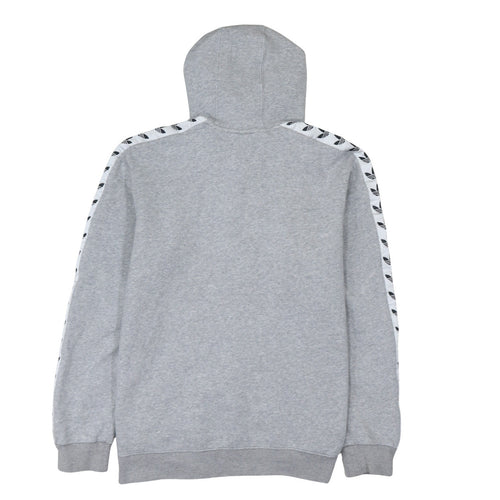 Adidas Men's Grey XL 1/2 Zip Hoodie With Logo Tape Detail