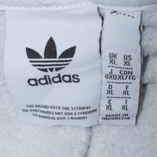 Adidas Men's Grey XL 1/2 Zip Hoodie With Logo Tape Detail