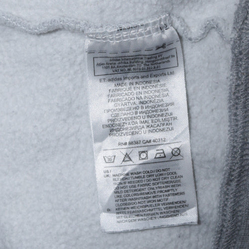 Adidas Men's Grey XL 1/2 Zip Hoodie With Logo Tape Detail