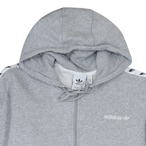 Adidas Men's Grey XL 1/2 Zip Hoodie With Logo Tape Detail