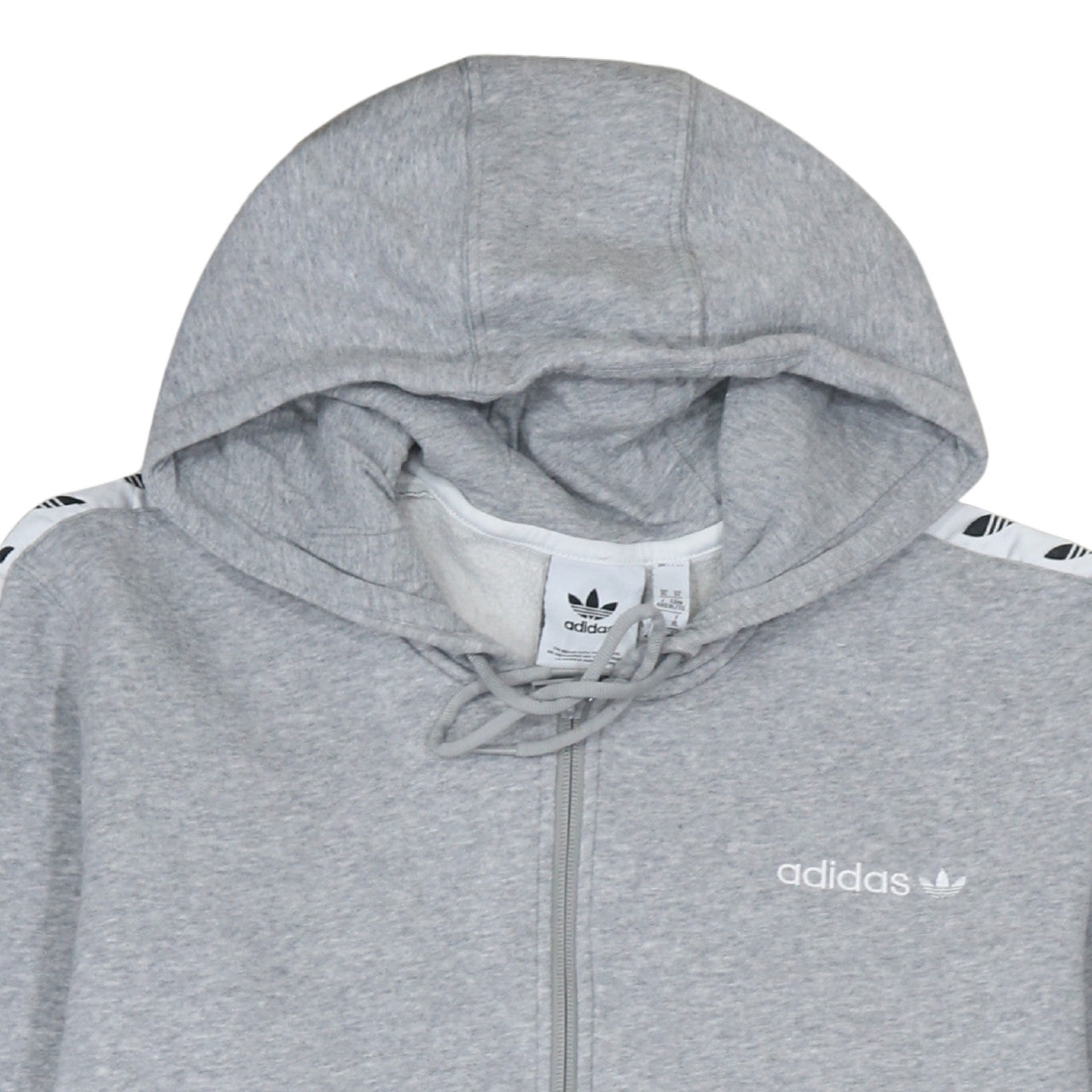 Adidas Men's Grey XL 1/2 Zip Hoodie With Logo Tape Detail