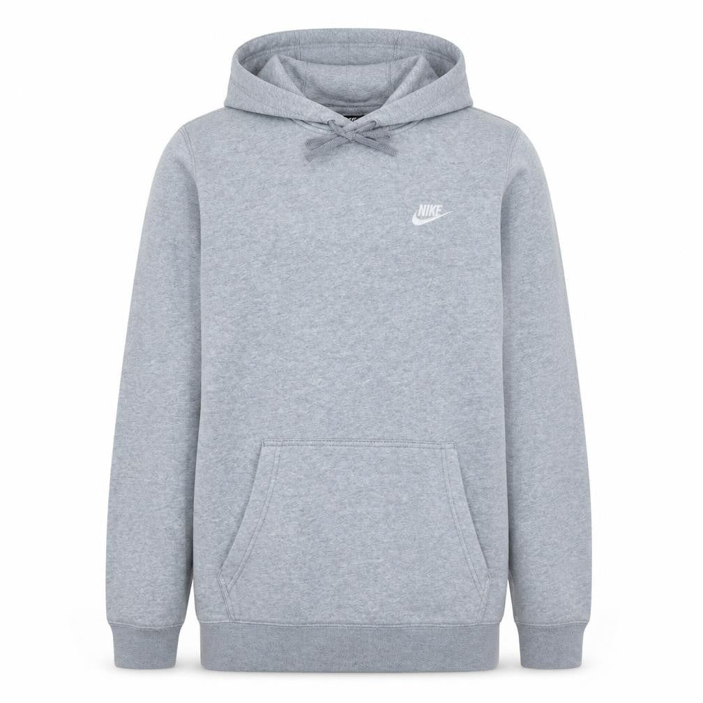Front view of Nike Men Grey Pullover Hoodie Small Regular Fit Sports Fleece