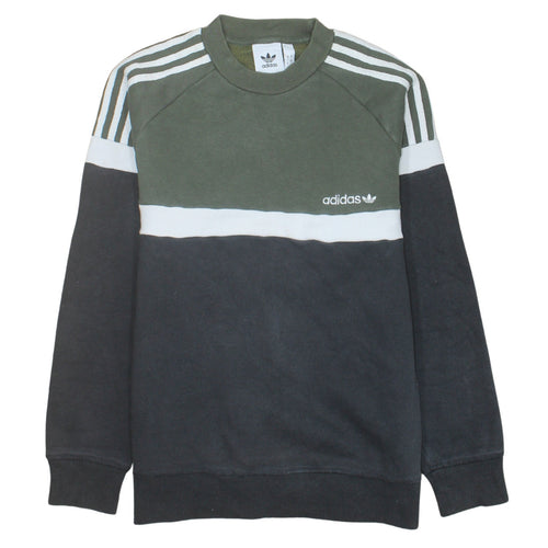 Adidas Mens Green Crew Neck Pullover Sweatshirt Size S