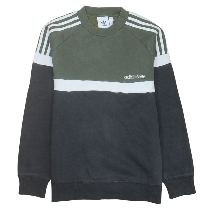 Adidas Mens Green Crew Neck Pullover Sweatshirt Size S