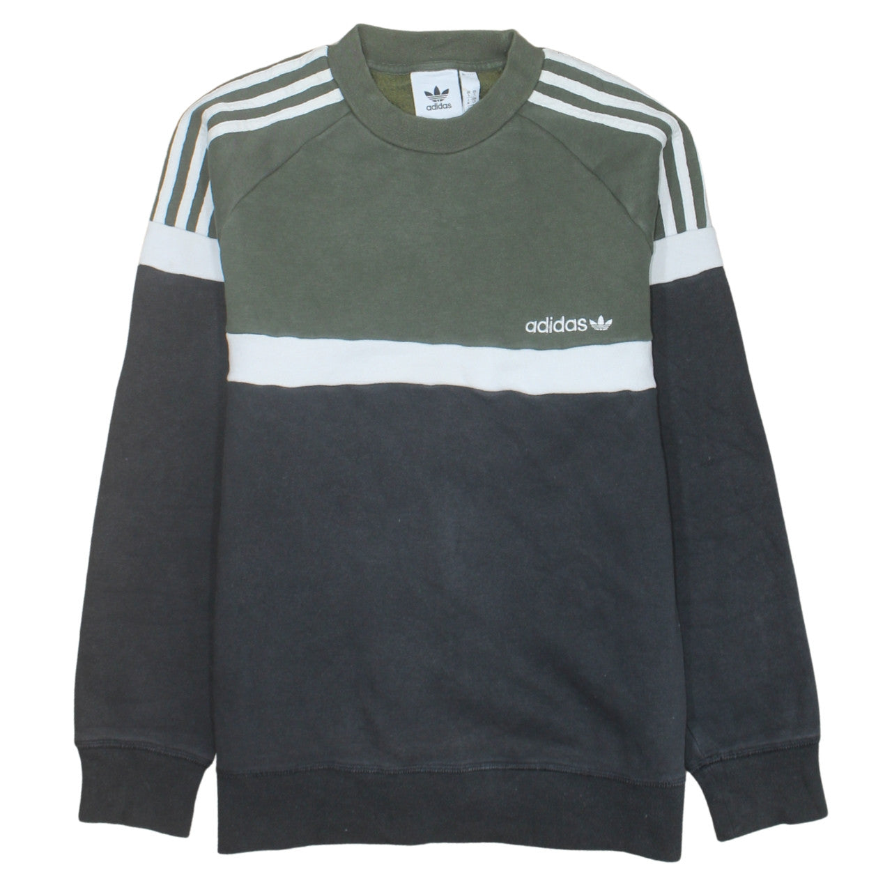 Adidas Mens Green Crew Neck Pullover Sweatshirt Size S