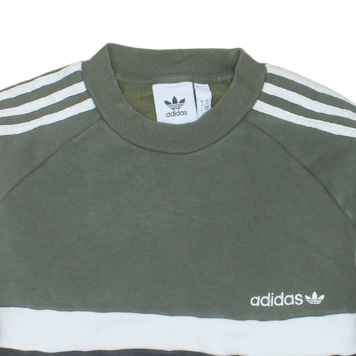 Adidas Mens Green Crew Neck Pullover Sweatshirt Size S