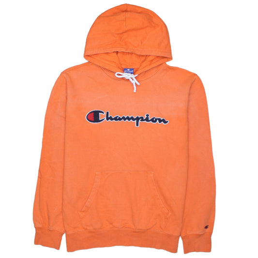 Champion Men's Orange Pullover Hoodie Large Graphic Logo Sportswear