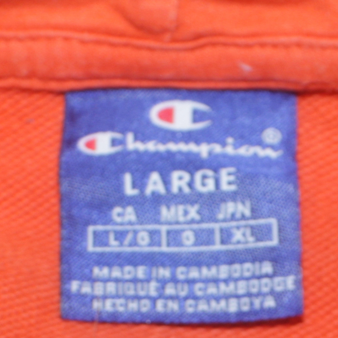 Champion Men's Orange Pullover Hoodie Large Graphic Logo Sportswear