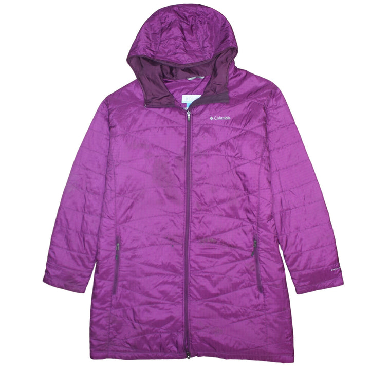 Columbia Womens 3XL Purple Hooded Puffer Coat Long Insulated Jacket