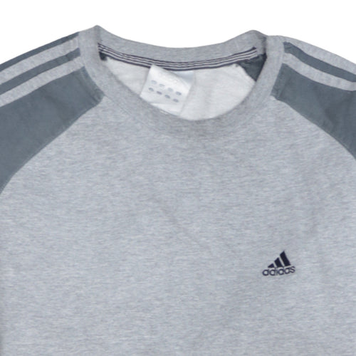 Adidas Men’s Grey Pullover Sweatshirt M Regular Fit Sportswear