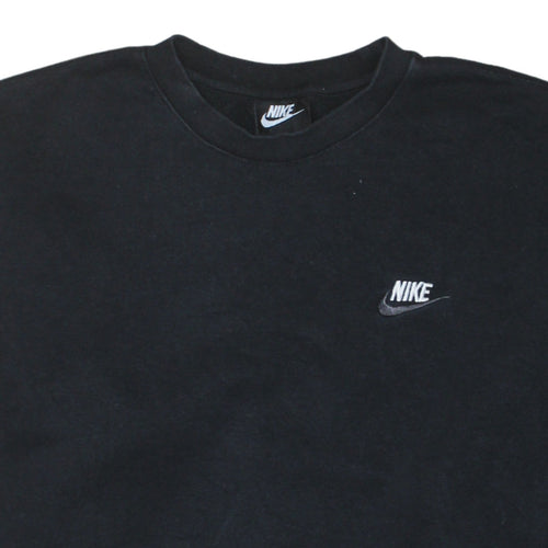 Nike Men's Black Small Pullover Fleece Sweatshirt Crew Neck Logo